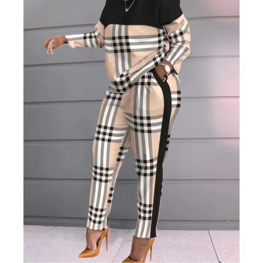 Elegant Plaid Women's Pantsuit
